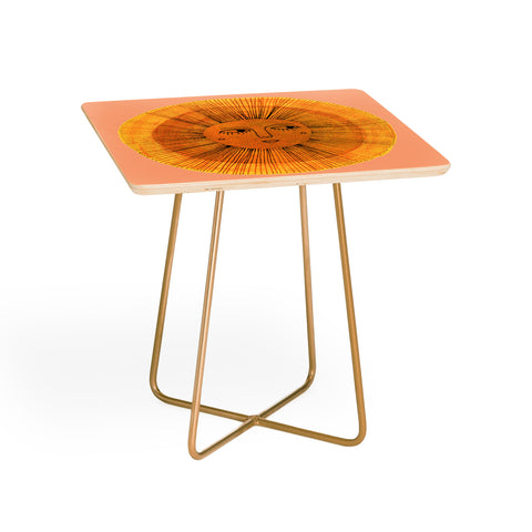 Sewzinski Sun Drawing Gold and Pink Side Table