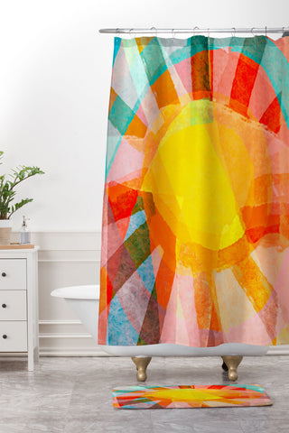 Sewzinski Sunbeams Shower Curtain And Mat