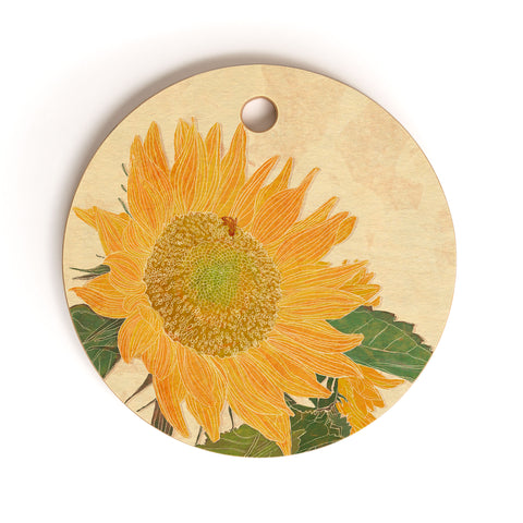 Sewzinski Sunflower and Bee Cutting Board Round