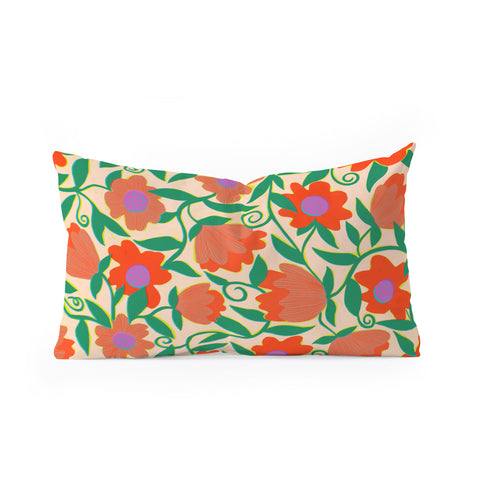 Sewzinski Sunlit Flowers Orange Oblong Throw Pillow