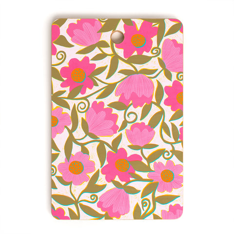 Sewzinski Sunlit Flowers Pink Cutting Board Rectangle