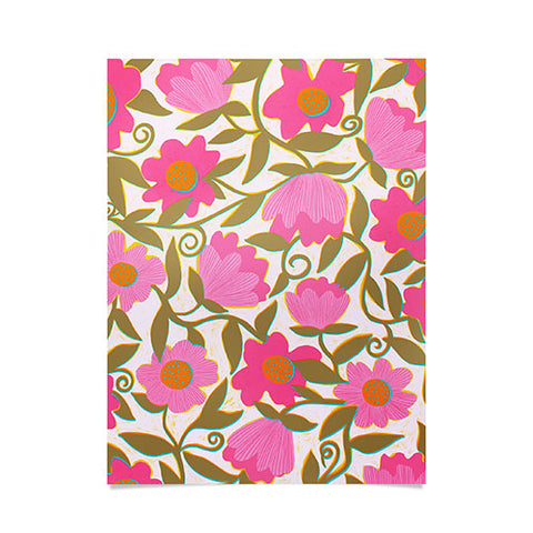 Sewzinski Sunlit Flowers Pink Poster