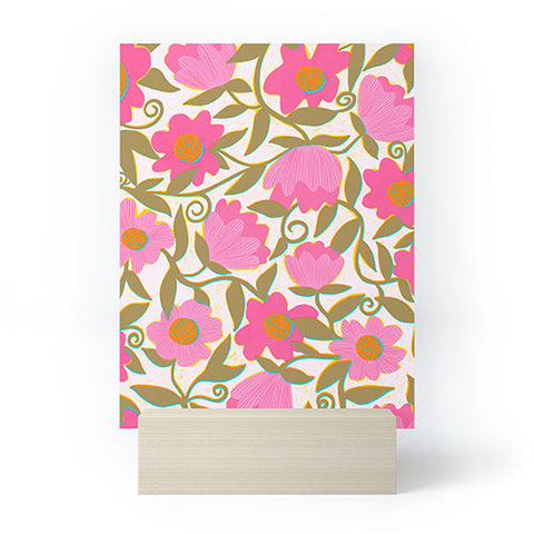 Sewzinski Sunlit Flowers Pink Mini Art Print