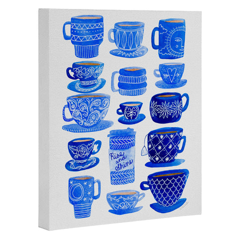 Sewzinski Teacups and Mugs in Blues Art Canvas
