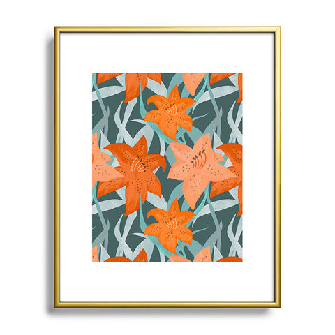 Sewzinski Tiger Lilies Metal Framed Art Print