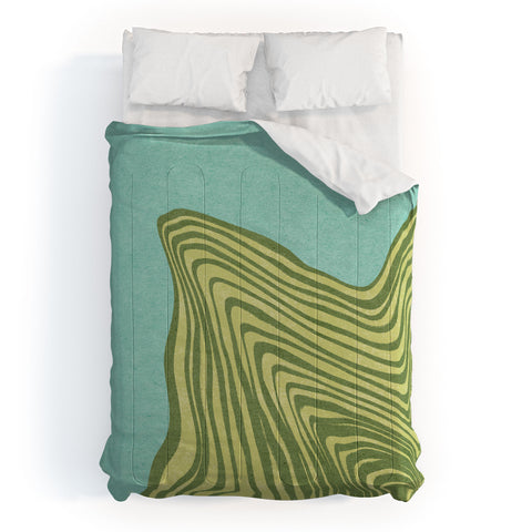 Sewzinski Trippy Waves Blue and Green Comforter