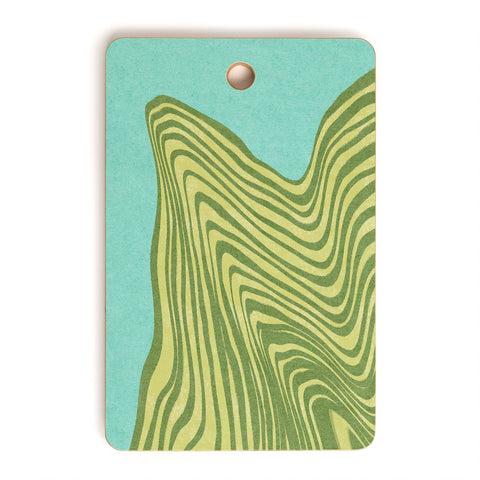 Sewzinski Trippy Waves Blue and Green Cutting Board Rectangle