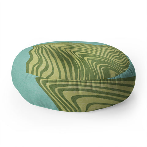Sewzinski Trippy Waves Blue and Green Floor Pillow Round