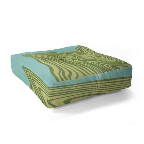 Sewzinski Trippy Waves Blue and Green Floor Pillow Square