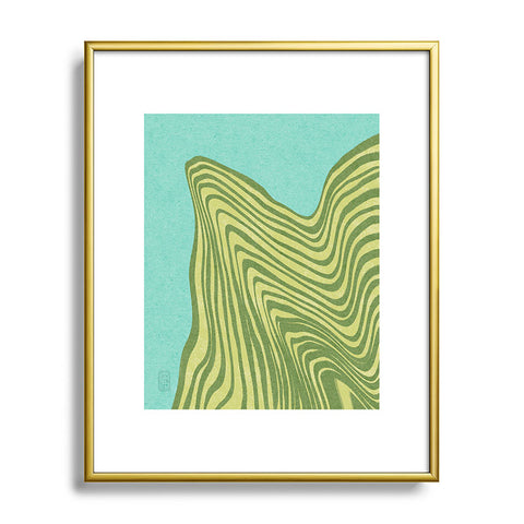 Sewzinski Trippy Waves Blue and Green Metal Framed Art Print