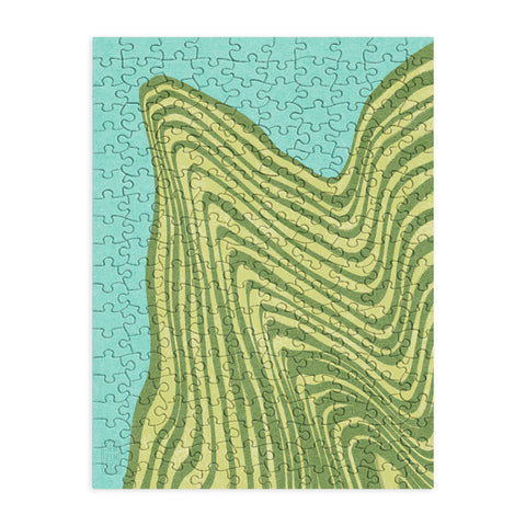 Sewzinski Trippy Waves Blue and Green Puzzle
