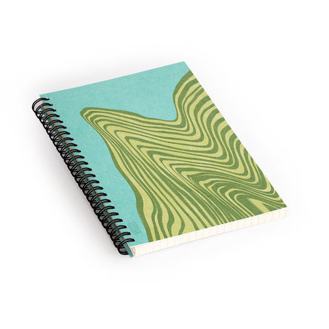 Sewzinski Trippy Waves Blue and Green Spiral Notebook