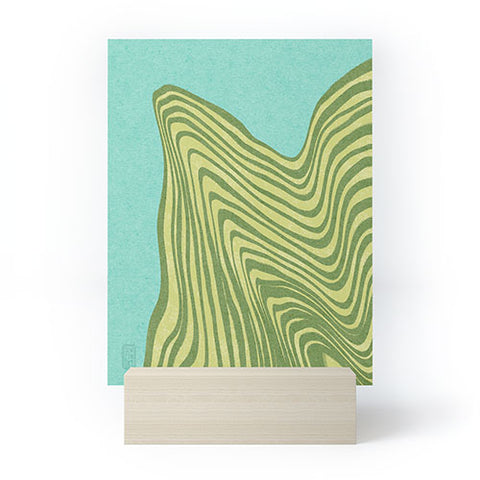 Sewzinski Trippy Waves Blue and Green Mini Art Print