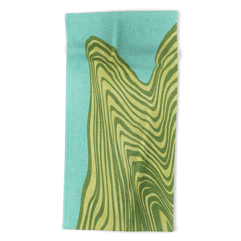 Sewzinski Trippy Waves Blue and Green Beach Towel