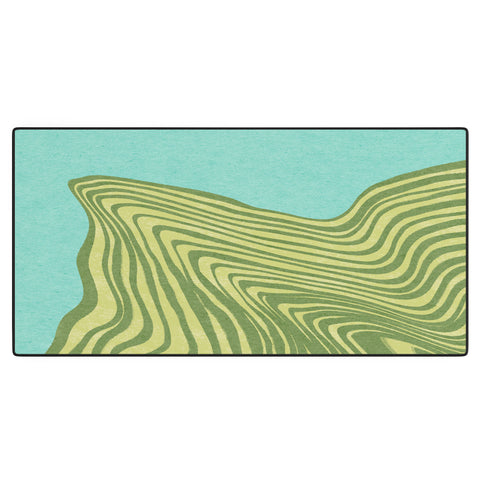 Sewzinski Trippy Waves Blue and Green Desk Mat