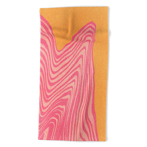 Sewzinski Trippy Waves Pink and Orange Beach Towel