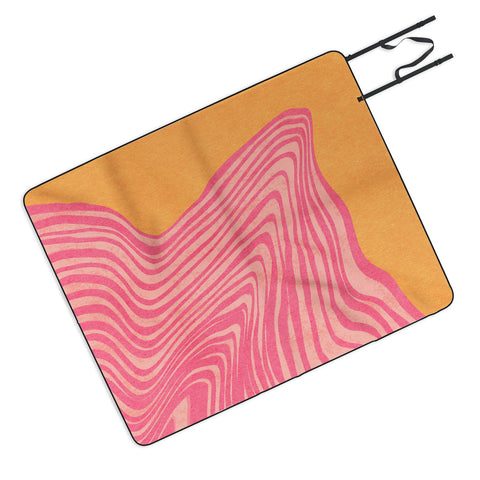 Sewzinski Trippy Waves Pink and Orange Picnic Blanket