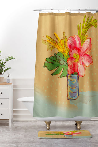 Sewzinski Tropical Still Life Shower Curtain And Mat