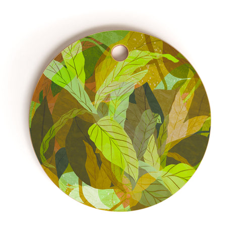 Sewzinski Tropical Tangle Green Cutting Board Round