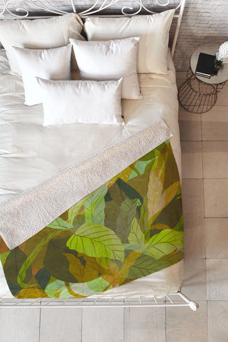 Sewzinski Tropical Tangle Green Fleece Throw Blanket