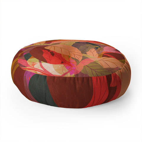 Sewzinski Tropical Tangle Red Floor Pillow Round