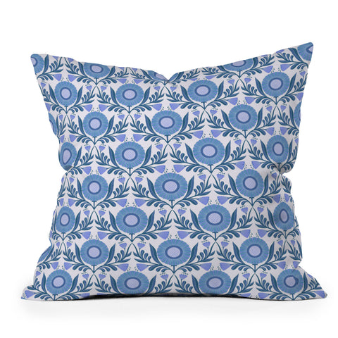 Sewzinski Wallflowers Pattern Blue Throw Pillow