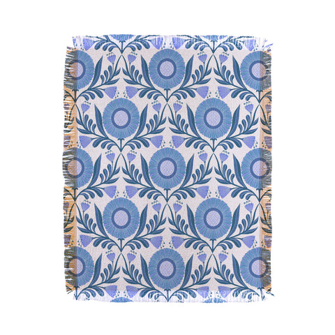Sewzinski Wallflowers Pattern Blue Throw Blanket