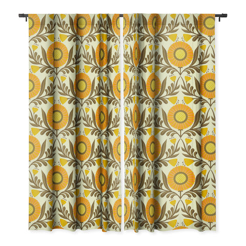 Sewzinski Wallflowers Pattern Yellow Blackout Window Curtain