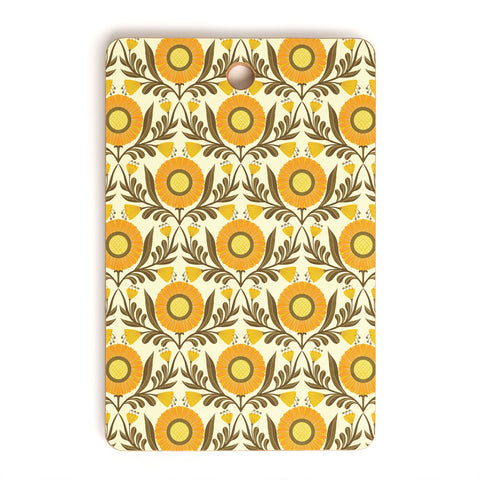 Sewzinski Wallflowers Pattern Yellow Cutting Board Rectangle