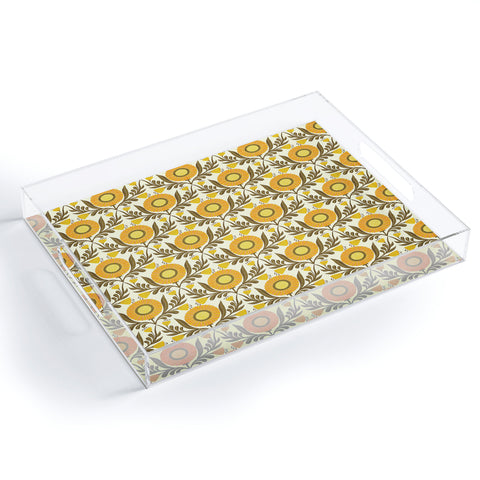 Sewzinski Wallflowers Pattern Yellow Acrylic Tray