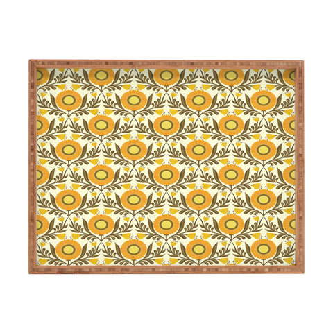 Sewzinski Wallflowers Pattern Yellow Rectangular Tray