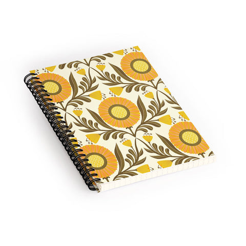 Sewzinski Wallflowers Pattern Yellow Spiral Notebook