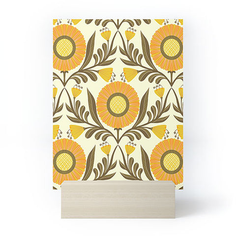 Sewzinski Wallflowers Pattern Yellow Mini Art Print