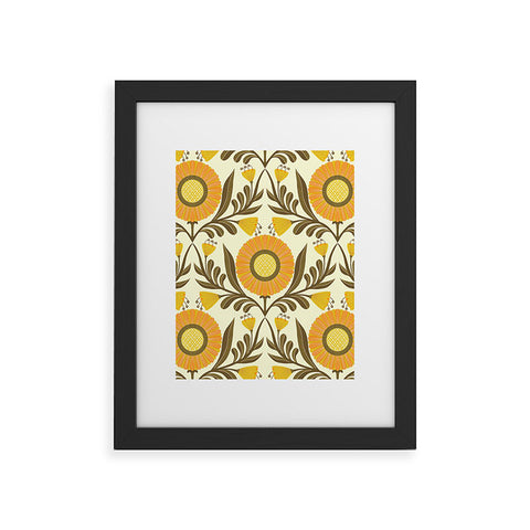 Sewzinski Wallflowers Pattern Yellow Framed Art Print