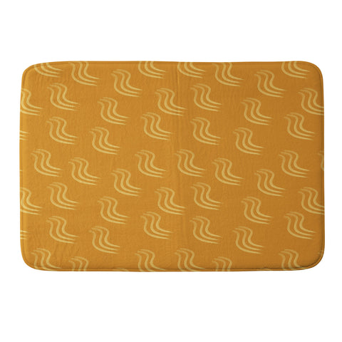 Sewzinski Yellow Squiggles Pattern Memory Foam Bath Mat