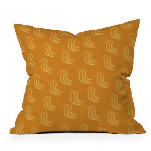 Sewzinski Yellow Squiggles Pattern Outdoor Throw Pillow