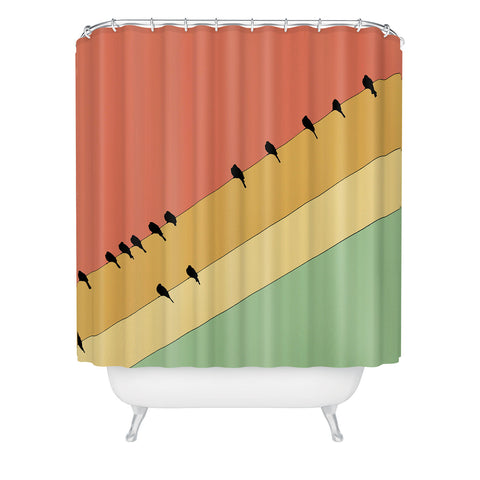 Shannon Clark Birds On Wire Shower Curtain