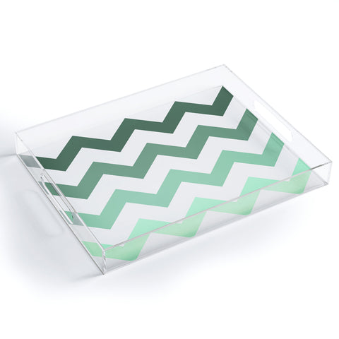 Shannon Clark Mint Chevron Stripes Acrylic Tray