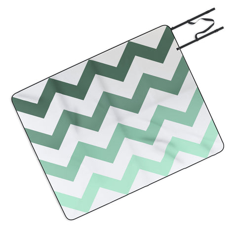 Shannon Clark Mint Chevron Stripes Picnic Blanket