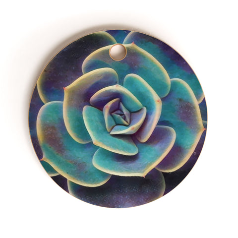 Shannon Clark Purple and Blue Succulent Cutting Board Round