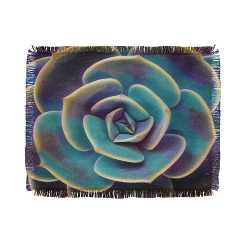 Shannon Clark Purple and Blue Succulent Throw Blanket