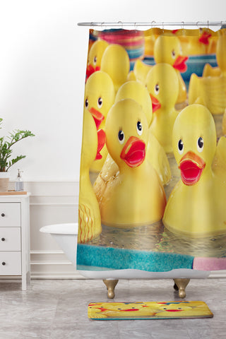 Shannon Clark Rubber Duckies Shower Curtain And Mat