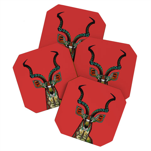 Sharon Turner antelope red Coaster Set