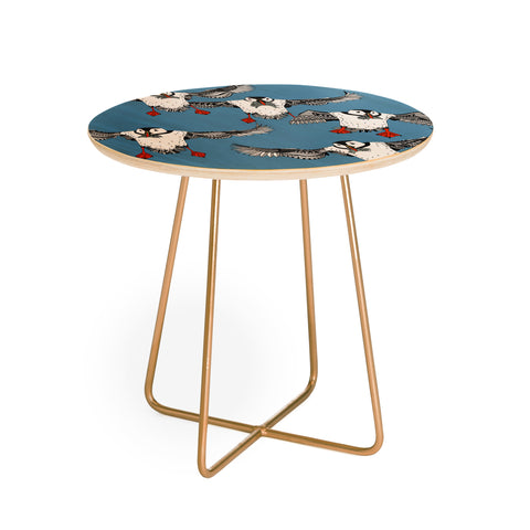 Sharon Turner Atlantic Puffins blue Round Side Table