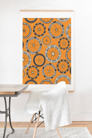 Sharon Turner bike wheels amber Art Print And Hanger