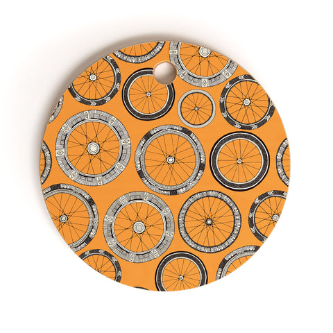 Sharon Turner bike wheels amber Cutting Board Round