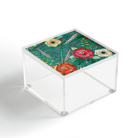 Sharon Turner boho winter floral teal Acrylic Box