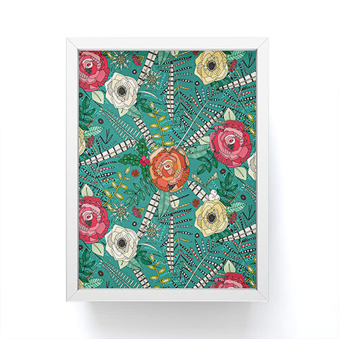Sharon Turner boho winter floral teal Framed Mini Art Print
