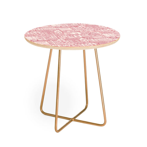 Sharon Turner cafe buildings pink Round Side Table
