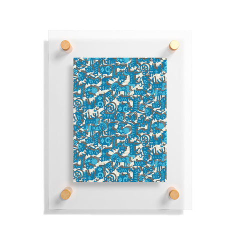 Sharon Turner Chinese Animals Blue Floating Acrylic Print
